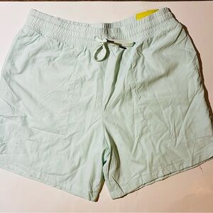 NWT All In Motion Men Mint Elastic Waist Athletic Shorts Drawstring With Pockets